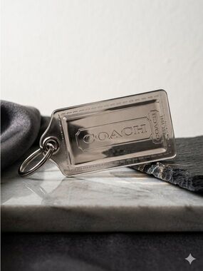 Coach XL Smoke Acrylic Key Fob Bag Charm Hangtag Replacement Silver Ring